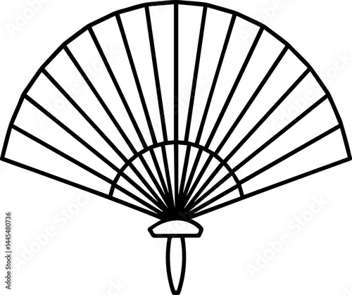 traditional chinese hand fan outline vector illustration