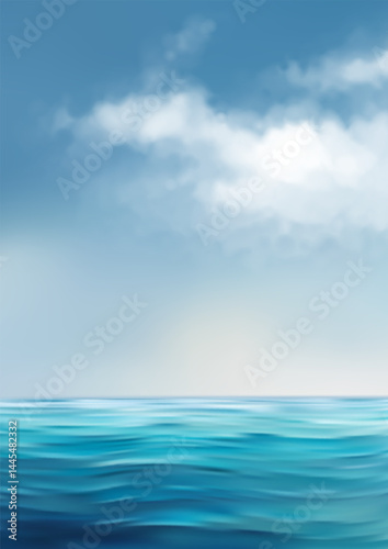 Calm ocean seascape. Marine background. Summer background with ocean and blue sky