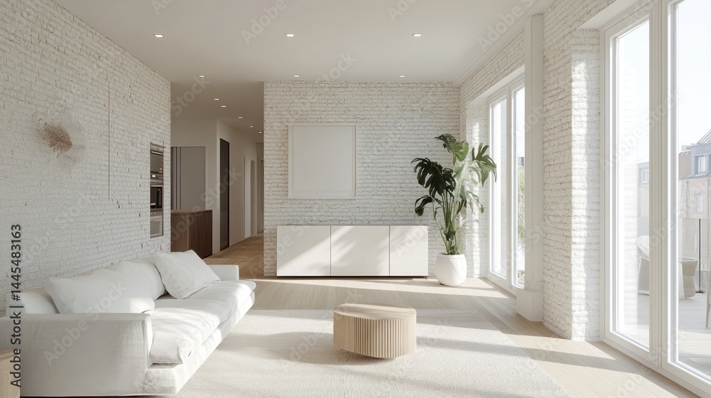 Fototapeta premium Bright, modern, minimalist living space
