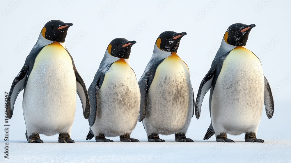 Fototapeta premium Emperor penguins standing on snowy surface