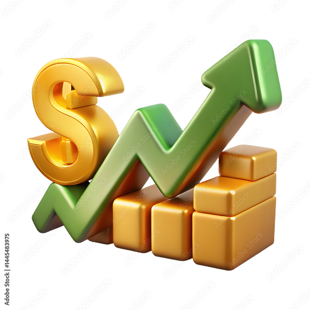 Rising Dollar Sign Gold Bars Green Arrow Illustrates Financial Growth Investment Profit Wealth Increase Success Rising Dollar Sign Gold Bars Green Arrow Illustrates Financial Growth Investment Profit Wealth Increase Success