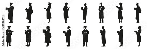 Wallpaper Mural Graduation Ceremony Silhouette Set. Academic Achievement And Celebration Theme Isolated Vector Illustration Collection Torontodigital.ca