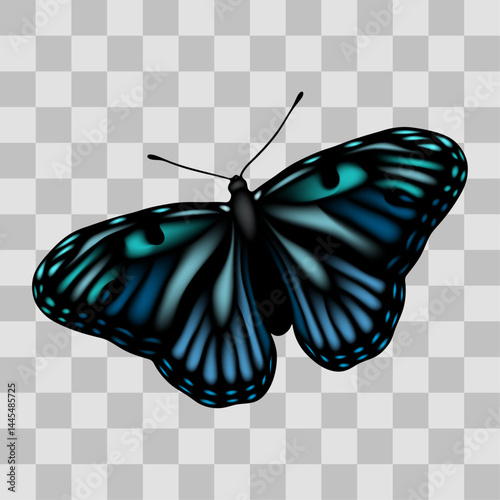 Beautiful insect butterfly with colorful shine lights wings with 3d effect and transparent background. Beauty nature wildlife monarch fluttering fauna