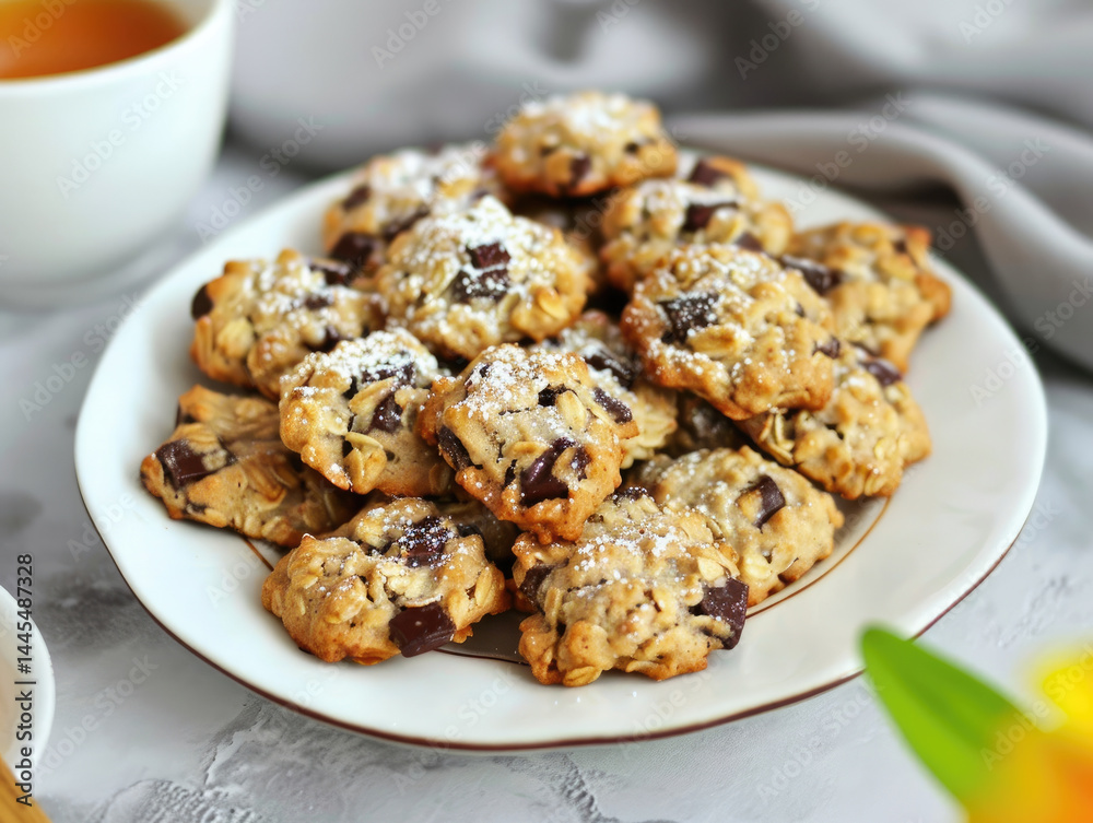 Plate of chocolate chip cookies Plate of chocolate chip cookies
