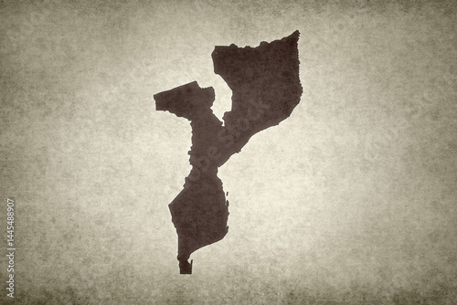 Map of Mozambique on a paper