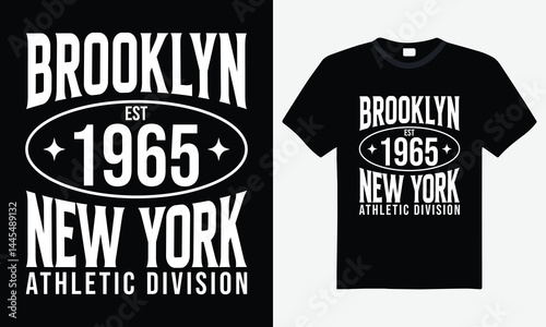 Brooklyn EST 1965 New York Athletic Division Vintage Sports Typography T-Shirt Design":
