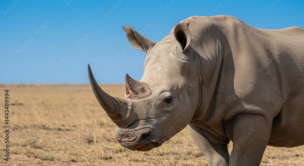 Fototapeta premium Close-up of a Rhino in Natural Habitat - Photo