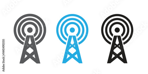 Antenna Tower Icon Communication Antenna Tower Set | Antenna Tower Icon Radio Vector Illustration Logo | Antenna Tower-Icon Isolated Antenna-Tower Collection