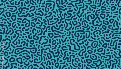 Navy blue psychedelic texture with Turing diffusion effect. Trippy hypnotic abstraction. Bizarre structure background.