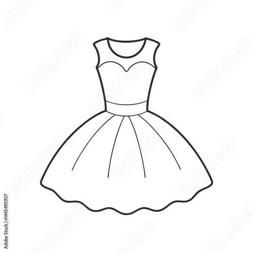 tulle party dress line art vector illustration vector art