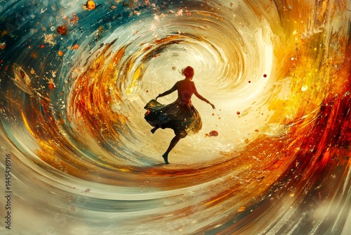 Endless running - nightmares, bad dreams: abstract image of physical state. Unconscious horror. Metaphorical endless running awareness of fear and despair. Surreal eerie nightmare. Shadowy f.