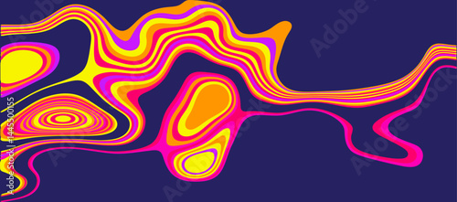 Abstract Colorful Wave Composition in Vibrant Hues Representing Dynamic Fluid Movement with Multilayer Vector Patterns on a Dark Background