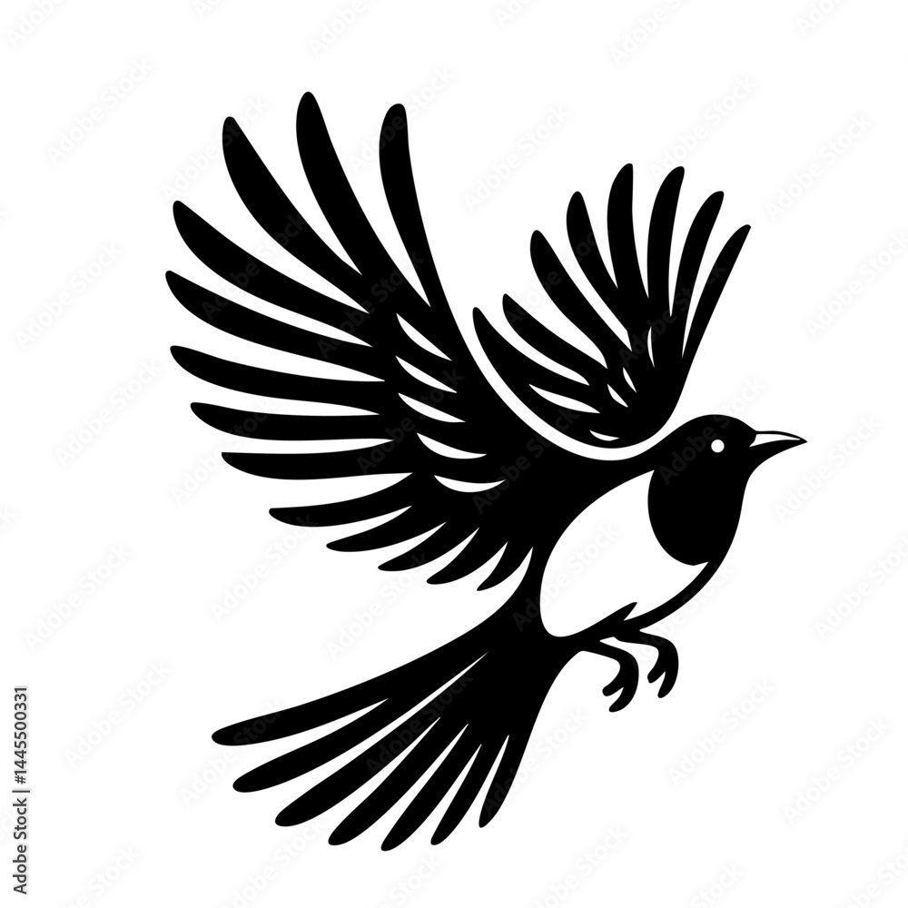 Obraz premium Majestic Bird in Flight: Black and White Avian Silhouette