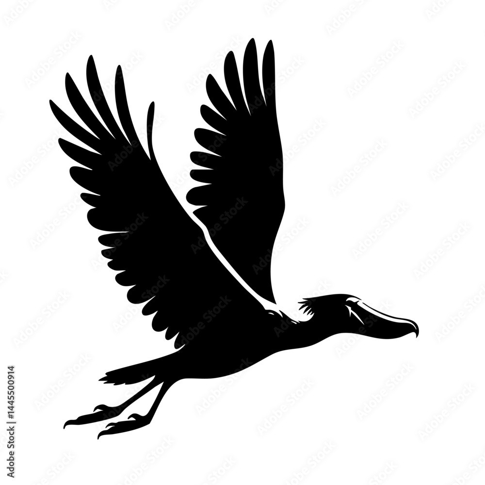 Fototapeta premium Majestic Bird in Flight: A Stunning Black and White Silhouette