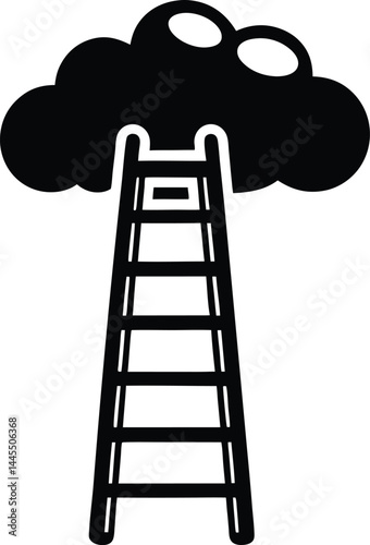 vector ladder with cloud above it goal concept on white 