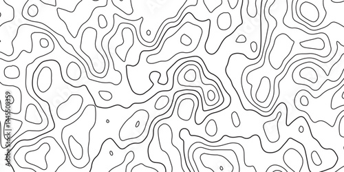 Topographic map background geographic line map with elevation assignments. Black and White background with topographic wavy pattern design. paper texture Imitation of a geographical map shades.