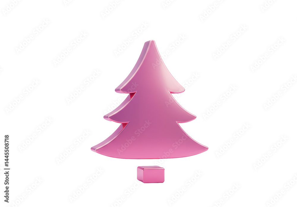 ピンクのクリスマスツリーの3Dレンダリング 透明な背景に孤立した装飾的な休日デザイン ピンクのクリスマスツリーの3Dレンダリング 透明な背景に孤立した装飾的な休日デザイン