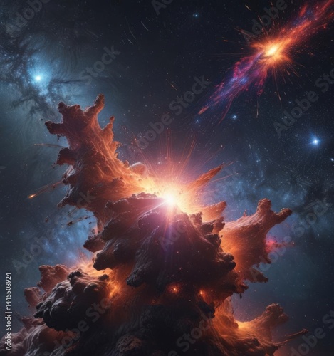 Dazzling star cluster, vibrant nebulae, cosmic dust trails ,  background,  patterns