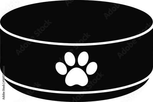 vector pet bowl with bone and paw print on white 