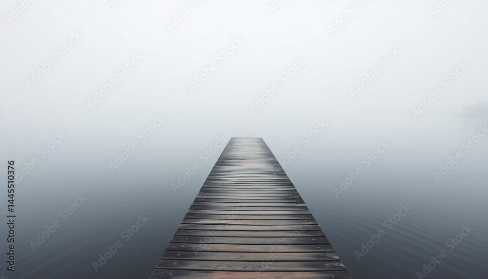 Foggy Morning on a Wooden Pier