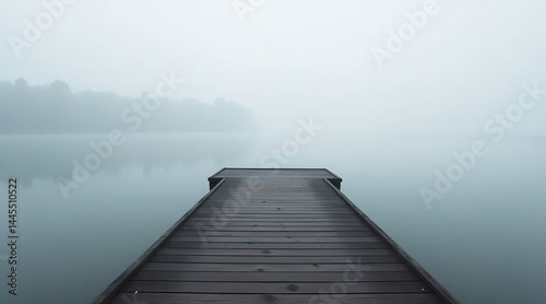 Obraz na płótnie Foggy Morning on a Wooden Pier w salonie