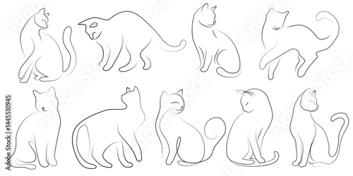 Cute Cat outline vector illuatration