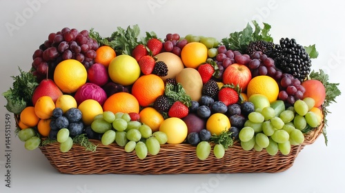 A basket full of fresh, natural fruits and veggies.
