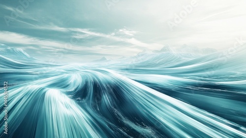Frozen  ethereal landscape of swirling  glacial waves.