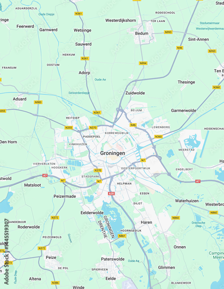 Urban city map of Groningen, The Netherlands Urban city map of Groningen, The Netherlands