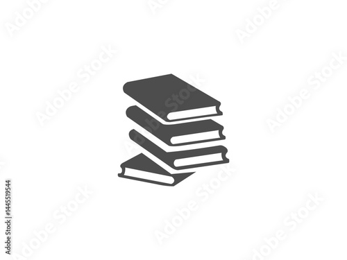 Simple Icon of Stacked Books on white  Background . A minimalist icon of  books stacked vertically on a plain gray and white  background. 