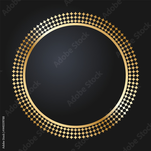 Beautiful round golden frame. Festive design. Gold border. Round frames vector