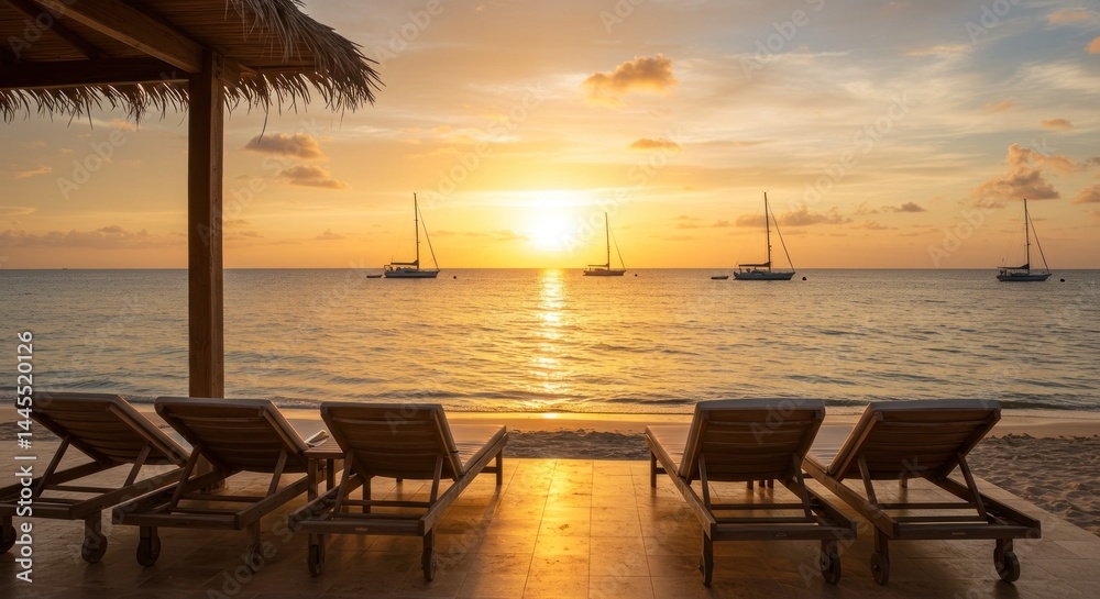Fototapeta premium Beach Sunset Scene Photo