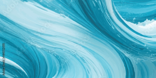 Watercolor wash blending sea and sky elements in delicate blue and white tones. Abstract Airy Texture with Seamless Blend of Ocean Blue and Sky color Tones