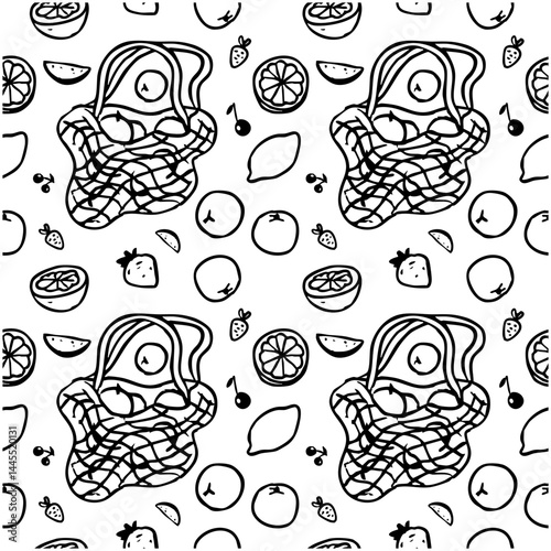 Outdoors picnic seamless pattern. Cute doodle cottagecore aesthetics.