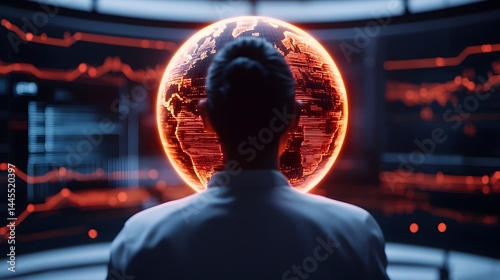 Obraz na płótnie Digital holographic globe representing global business and w salonie