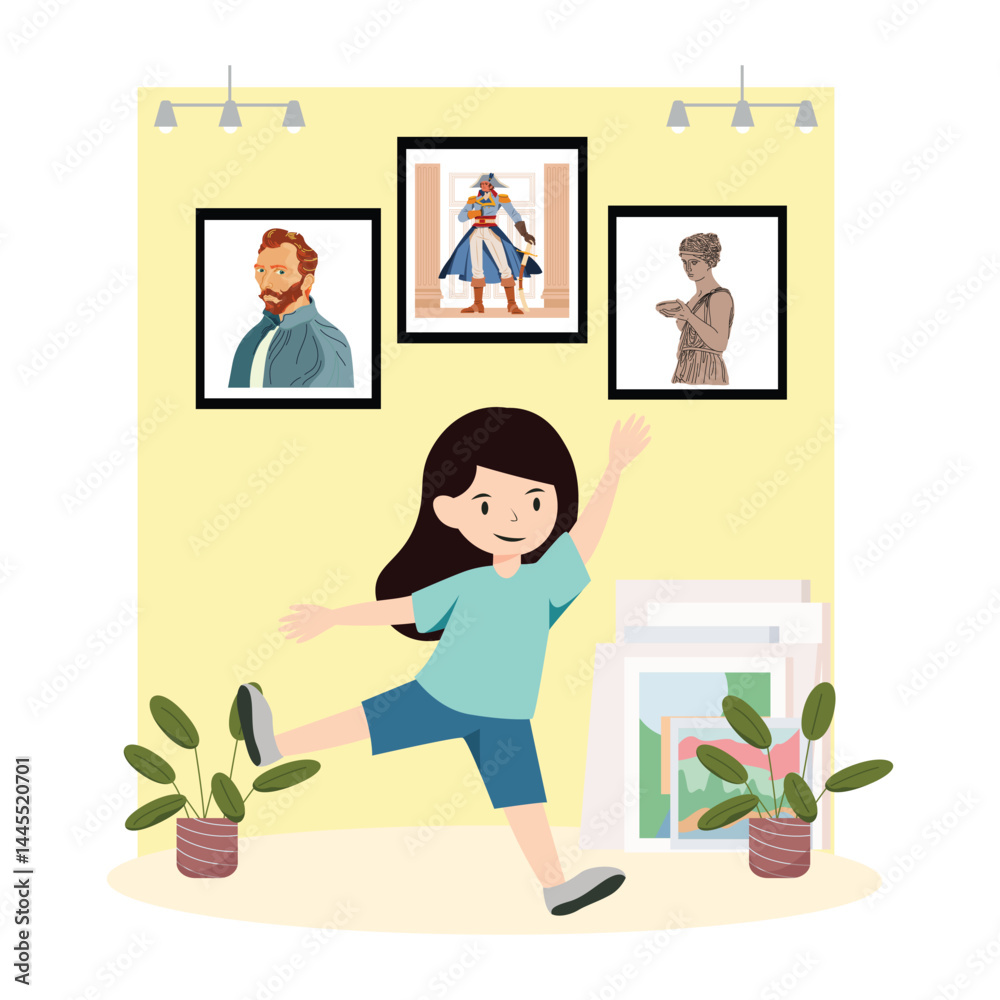 Fototapeta premium Kid With Famous Art Fascination 