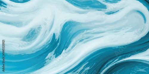 Watercolor wash blending sea and sky elements in delicate blue and white tones. Abstract Airy Texture with Seamless Blend of Ocean Blue and Sky color Tones