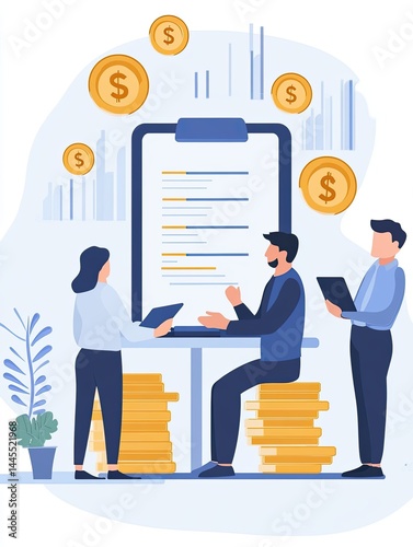 Wallpaper Mural Financial meeting illustration demonstrating business growth and investment strategies Torontodigital.ca