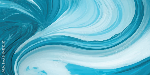 Watercolor wash blending sea and sky elements in delicate blue and white tones. Elegant Watercolor Sea Waves with White Highlights Mimicking a Gentle Tropical Surge