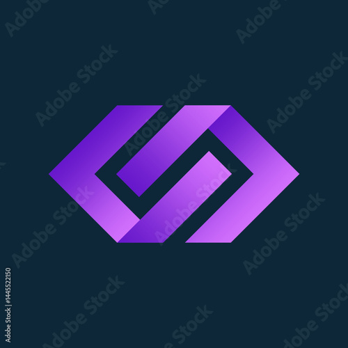 Creative Blockchain Symbol with Interlocking Angle Brackets