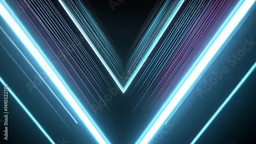 Abstract Neon Light Background with Geometric Lines and Angles