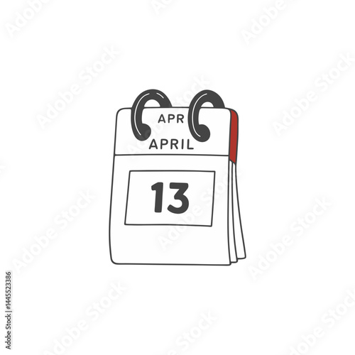 April, 1st calendar icon vector, concept of schedule, business and tasks