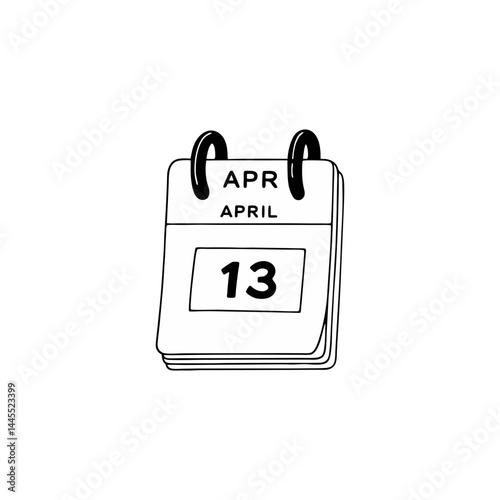 April, 1st calendar icon vector, concept of schedule, business and tasks