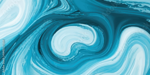 Watercolor wash blending sea and sky elements in delicate blue and white tones. Watercolor texture of soft blue ocean waves, seamlessly blended hues to represent the gentle motion of a tsunami wave