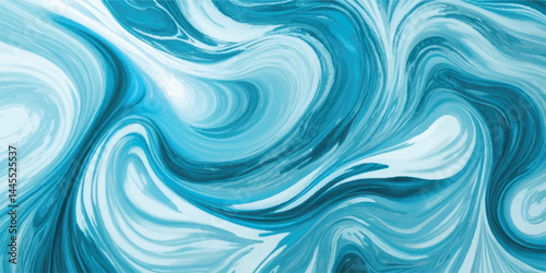 Watercolor wash blending sea and sky elements in delicate blue and white tones. Watercolor texture of soft blue ocean waves, seamlessly blended hues to represent the gentle motion of a tsunami wave