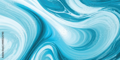 Watercolor wash blending sea and sky elements in delicate blue and white tones. Watercolor texture of soft blue ocean waves, seamlessly blended hues to represent the gentle motion of a tsunami wave