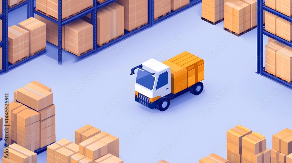 Automated warehouse with robotic forklift handling inventory