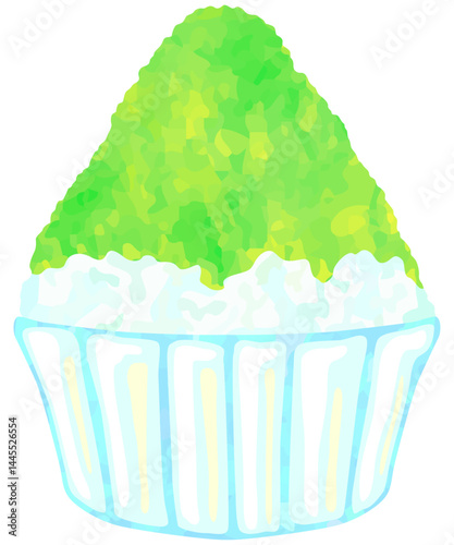 かき氷のイラスト メロンシロップ ベクター素材