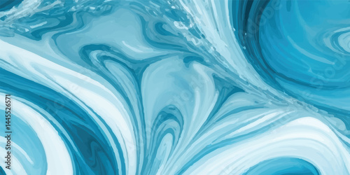 Watercolor texture of soft blue ocean waves, seamlessly blended with white hues to represent the gentle motion of a tsunami wave. Stylized Tsunami Wave in Watercolor Texture