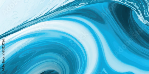 Watercolor texture of soft blue ocean waves, seamlessly blended with white hues to represent the gentle motion of a tsunami wave, Seamless Blend of Oceanic in a Soft Watercolor Wave for Tropical Theme